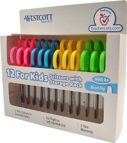 img 4 attached to ✂️ Westcott 5-Inch Blunt Safety Scissors for Kids, Assorted Colors, 12-Pack – Right & Left-Handed