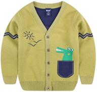 🦕 adorable cartoon dinosaur v-neck cardigan sweaters for toddler boys (3-7t) logo