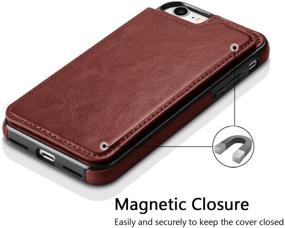 img 1 attached to Premium Leather iPhone 7/8/SE2 Wallet Case by Hoofur - Slim Fit, Card Slots, Shockproof Flip Folio, Brown