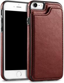 img 3 attached to Premium Leather iPhone 7/8/SE2 Wallet Case by Hoofur - Slim Fit, Card Slots, Shockproof Flip Folio, Brown