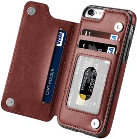 img 4 attached to Premium Leather iPhone 7/8/SE2 Wallet Case by Hoofur - Slim Fit, Card Slots, Shockproof Flip Folio, Brown