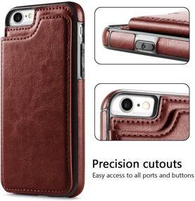 img 2 attached to Premium Leather iPhone 7/8/SE2 Wallet Case by Hoofur - Slim Fit, Card Slots, Shockproof Flip Folio, Brown