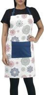 🦃 plush home thanksgiving kitchen apron: 100% cotton snowflakes, adjustable neck strap, centre pocket, ideal for cooking, baking, restaurant, café, and painting - size 28"x32 логотип