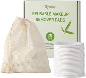 img 4 attached to 🧼 Syntus Makeup Remover Pads: 28 Pcs Reusable Bamboo Cotton Rounds with Laundry Bag - Effective Face Cleaning Wipes for All Skin Types