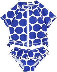 img 4 attached to 👙 Stay protected in style with SwimZip Girl 2 Piece Short Sleeve Rash Guard Swimsuit UPF 50+ (Multiple Colors)