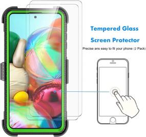 img 1 attached to 📱 Njjex Rugged Case for Samsung Galaxy A71 5G with Tempered Glass Screen Protector - Shockproof Heavy Duty Locking Swivel Holster Belt Clip Kickstand Hard Cover [Green] (2 Pack)