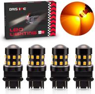 🔆 brishine 4-pack super bright amber yellow led bulbs for turn signal & side marker lights - 3157 3156 3057 4057 4157, 9-30v non-polarity, 24-smd led chipsets with projector logo