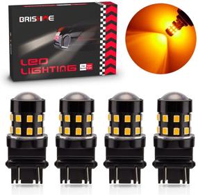 img 1 attached to 🔆 BRISHINE 4-Pack Super Bright Amber Yellow LED Bulbs for Turn Signal & Side Marker Lights - 3157 3156 3057 4057 4157, 9-30V Non-Polarity, 24-SMD LED Chipsets with Projector