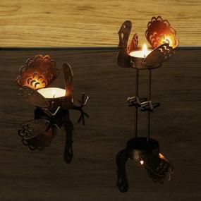 img 3 attached to SAND MINE 6 Pack Metal Turkey Tea Light Candle Holders - Stylish Thanksgiving Home Decor in Copper