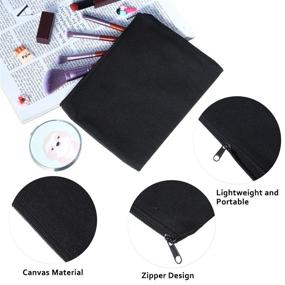 img 2 attached to 🎒 Versatile 10-piece Cosmetic Bag Set: Zipper Closure, Canvas Material, Travel-friendly Makeup, Toiletry, Craft, Pencil DIY Bag - Black (M Size)