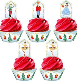 img 1 attached to Nutcracker Cupcake Kit Wrappers Decorations