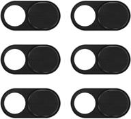 📸 laptop camera cover slide for enhanced privacy - anti-spy webcam shield for macbook, pc, ipad, smartphone, echo spot - ultra thin design - black round hole logo