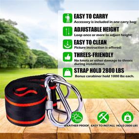 img 3 attached to 🌳 FLY2SKY Tree Swing Strap Hanging Kit - Supports 2800lbs, 5ft Long with 2 Tree Protectors, 2 Heavy Screw Carabiners - Perfect for Swings, Tire Hammocks, Garden Swings, Baby/Toddler Swing - High-quality Accessories for Tire Swing