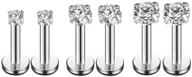 stunning cz labret cartilage tragus monroe lip nose helix studs: 3 pairs set of stainless steel cubic zirconia earrings in 2mm, 3mm, 4mm options logo