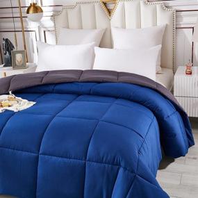 img 4 attached to 🛌 Carasylvia Queen Size All Season Down Alternative Bedding Comforter - Luxuriously Soft & Fluffy Quilted Duvet Insert, Breathable & Machine Washable Bed Comforter