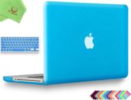 📦 ueswill 2in1 matte hard shell case with keyboard cover for macbook pro 13 inch a1278 (non-retina, cd-rom) + microfibre cleaning cloth - aqua blue logo