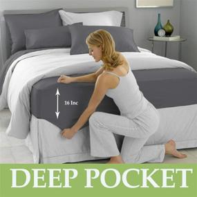 img 2 attached to 🌿 Full Size Bamboo Sheets Set - Deep Pocket, Breathable, Moisture-Wicking, Fade-Resistant, Natural Bamboo Fiber, Superior Softness to Cotton (Full, Gray)