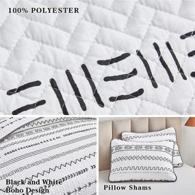 img 1 attached to 🛏️ FlySheep White King Quilt Set - 3 Piece Reversible Striped Boho Bedspread, Bohemian Microfiber Coverlet for All Seasons - Includes 1 Quilt and 2 Pillow Shams