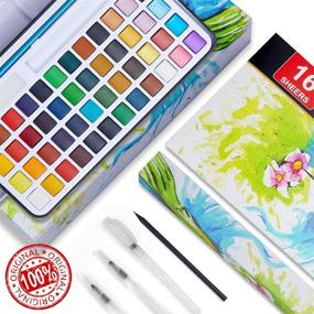 img 3 attached to PANDAFLY Watercolor Paint Set, 48 Premium Colors in Gift Box with Bonus Watercolor Paper & Water Brushes, Ideal for Kids, Adults, Beginners, Artists Painting, Sketching & Illustrating