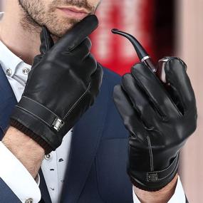 img 1 attached to 🧤 Warm and Stylish: T GOTING Screen Leather Winter Driving Gloves