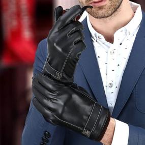 img 2 attached to 🧤 Warm and Stylish: T GOTING Screen Leather Winter Driving Gloves