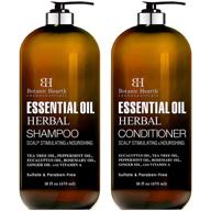 🌿 botanic hearth essential oil herbal shampoo and conditioner set - sulfate & paraben free - promotes hair growth - suitable for daily use by men and women (packaging may vary) - 16 fl oz each logo