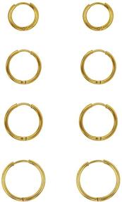 img 4 attached to 🔥 SODIO 4-Pair Set: Stunning 14K Gold Plated Earrings in Various Sizes for Women and Girls - Exquisite Stainless Steel Gold Jewelry for Every Occasion