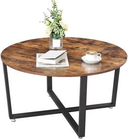 img 3 attached to Stylish and Sturdy Industrial Coffee Table for Living Room - VASAGLE ALINRU Round Coffee Table ULCT88X