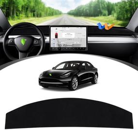 img 4 attached to 🔒 Custom Fit Dash Cover for Tesla Model 3 Y 2017-2021 - Dashboard Mat Cover Sun Shade Pad in Black