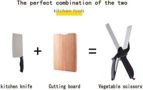 img 2 attached to 🔪 2-Pack Clever Cutter Chopper Kitchen Scissors Stainless Steel, Multi-Function Fruit Cutter and Vegetable Slicer with Built-in Cutting Board - Ideal Tool for Picnic, Includes Smiley Face Peeler