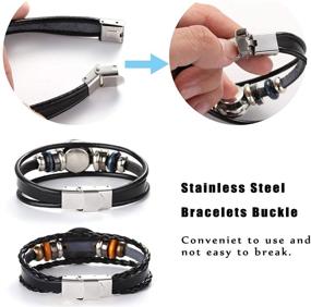 img 3 attached to 🌟 FIBO STEEL 12 Zodiac Constellation Bracelets - Retro Hand Woven Punk Chain Cuffs for Men and Women