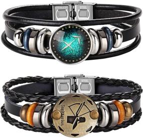 img 4 attached to 🌟 FIBO STEEL 12 Zodiac Constellation Bracelets - Retro Hand Woven Punk Chain Cuffs for Men and Women