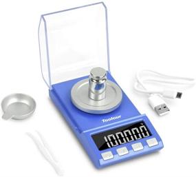 img 4 attached to 🔵 High Precision Digital Pocket Milligram Scale - 100g x 0.001g Reloading Jewelry Carat Scale with Tare & PCS Function, Battery/USB Power, Auto Off - Includes 100g Calibration Weight, Container, Tweezers (Blue)