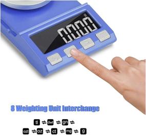img 1 attached to 🔵 High Precision Digital Pocket Milligram Scale - 100g x 0.001g Reloading Jewelry Carat Scale with Tare & PCS Function, Battery/USB Power, Auto Off - Includes 100g Calibration Weight, Container, Tweezers (Blue)