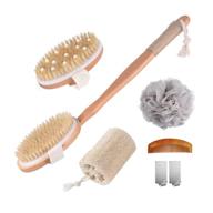 🛁 spclsim bath brush set - shower brush, body scrubber, back scrubber for shower - natural loofah sponge - shower loofahs pouf for women and men - gentle exfoliating to improve circulation logo