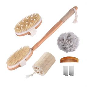 img 4 attached to 🛁 Spclsim Bath Brush Set - Shower Brush, Body Scrubber, Back Scrubber for Shower - Natural Loofah Sponge - Shower Loofahs Pouf for Women and Men - Gentle Exfoliating to Improve Circulation