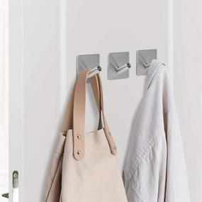 img 2 attached to 💪 Super Power Self Adhesive Hooks: Heavy Duty Stainless Steel Towel Hook Rack for Bathroom & Kitchen Organizing