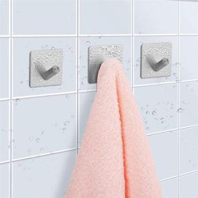 img 3 attached to 💪 Super Power Self Adhesive Hooks: Heavy Duty Stainless Steel Towel Hook Rack for Bathroom & Kitchen Organizing