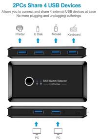 img 3 attached to 🔄 USB 3.0 Switch Selector: Share 4 USB Ports Across 2 Computers, Perfect for PC Printer Scanner Mouse Keyboard - USB Switcher Hub