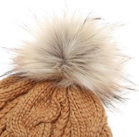 img 1 attached to 🧢 Winter Thick Stretchy Cable Knitted Pom Pom Beanie Hat for Kids Youth Boys & Girls Ages 7-12, by MIRMARU