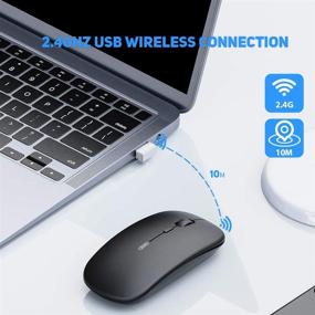 img 3 attached to Inphic Rechargeable Wireless Mouse for Laptop - 2.4G Noiseless Portable Slim Mouse with USB Receiver - 3 Adjustable DPI Optical Cordless Mouse for MacBook, Chromebook, PC, Laptop-Black