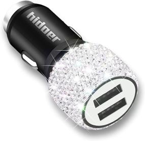 img 3 attached to 🚗 Bling USB Car Charger 5V/2.1A White Crystal Decoration Dual Port Fast Adapter with 3.9ft Nylon Type C/Micro USB 3-in-1 Multi Charging Cable - Ideal Car Interior Accessories for Women, iPhone, iPad, Android