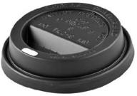 100 pc. black dome lid for 12-20 oz paper hot cups & perfectouch cups - disposable coffee cup lid logo