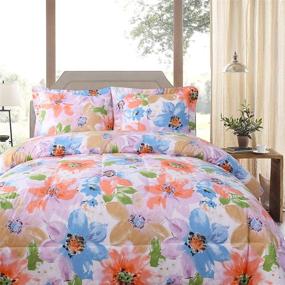 img 4 attached to Shatex Colorful Floral Print Twin Comforter - All Season, Printed Bedding Comforters