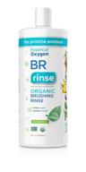 essential oxygen br certified organic brushing rinse: the ultimate alcohol-free oral care solution for whiter teeth, fresher breath and happier gums - peppermint flavor, refill bottle, 32 oz logo