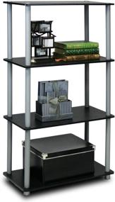 img 1 attached to 📚 Furinno (99557BK/GY): Efficient and Stylish 4-Tier Shelf Display Rack in Black/Grey