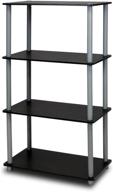 📚 furinno (99557bk/gy): efficient and stylish 4-tier shelf display rack in black/grey logo