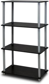 img 4 attached to 📚 Furinno (99557BK/GY): Efficient and Stylish 4-Tier Shelf Display Rack in Black/Grey