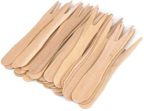 img 4 attached to 🍟 Gmark 3.5" Wooden French Fry Forks 200 ct - Biodegradable Mini Chip Forks for Eco-Friendly Dining (200pcs/bag) GM1043