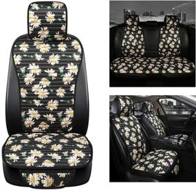img 4 attached to GIANT PANDA Daisy Car Seat Covers Full Set Printed Seat Protectors Universal For Cars SUV